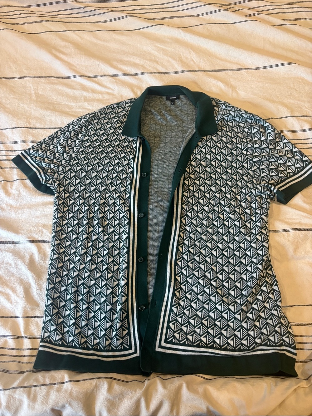 Black & White Geometric Short Sleeve Button Cardigan